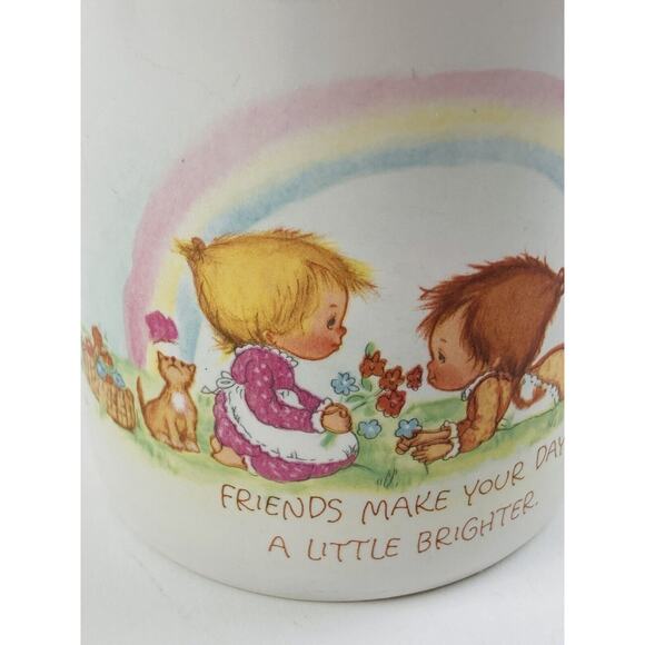 Hallmark Betsey Clark Mug Mates Friends Make Heart Lighter Vintage 1983 Rainbow - Picture 4 of 12